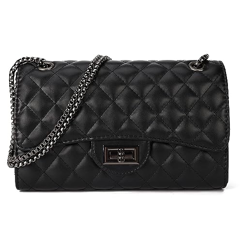 Image of Gladdon Quilted Crossbody Purse for Women Trendy Shoulder Bags | Stylish Shoulder Purse,Quilted Pattern,Structured bag,Chain Strap,Spacious Enough,Casual and Dressy Outfits,Any Occasion