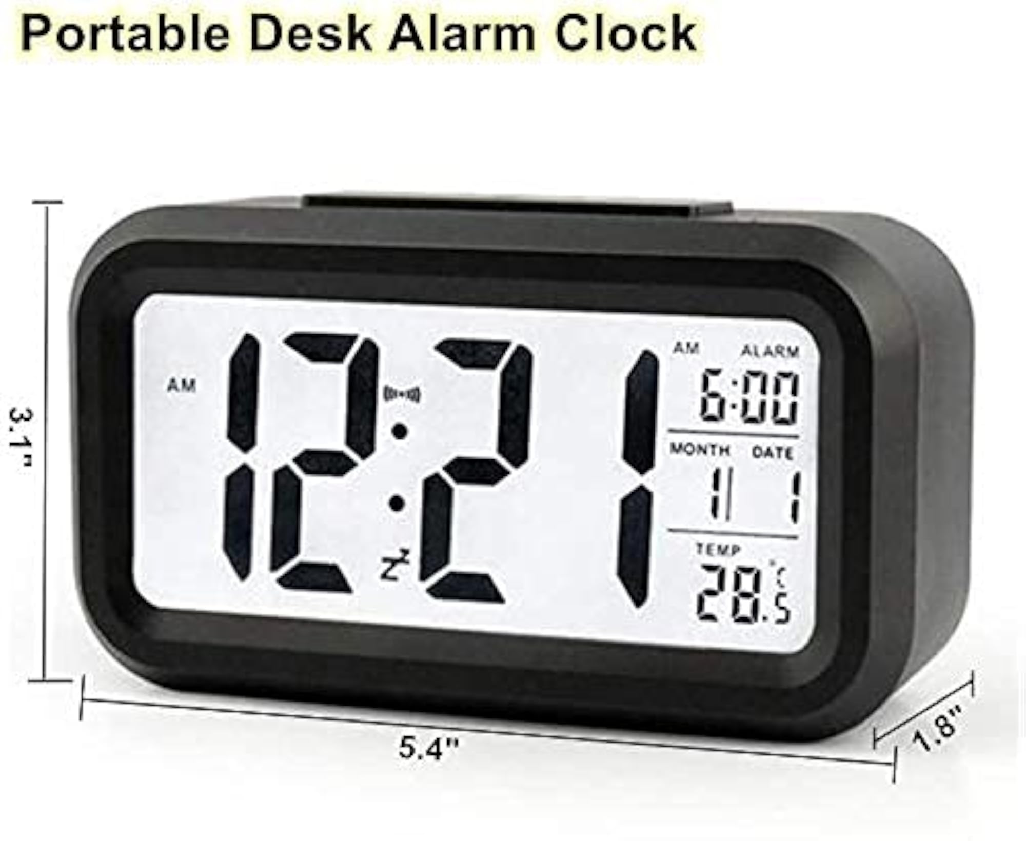 Digital Alarm Clock with Large LCD Display