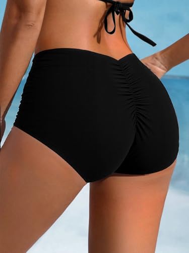 YELAIVP High Waisted Bikini Bottoms for Women Back Ruched Full Coverage Bathing Suit Bottoms Tummy Control Swim Bottom3