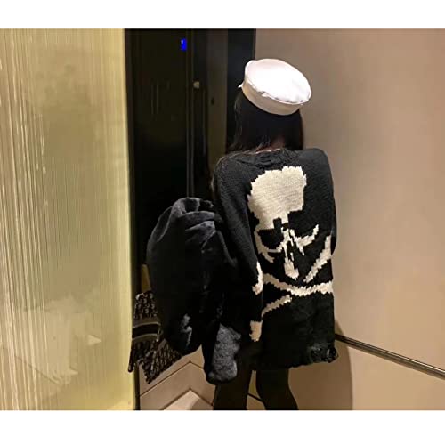 Lreuip Gothic Knitted Sweater Fashion Tie Dye Sweater Harajuku Men And Women Lazy Wind Sweater Fashion Aesthetic Sweater (Black,S,Small) #TOP5