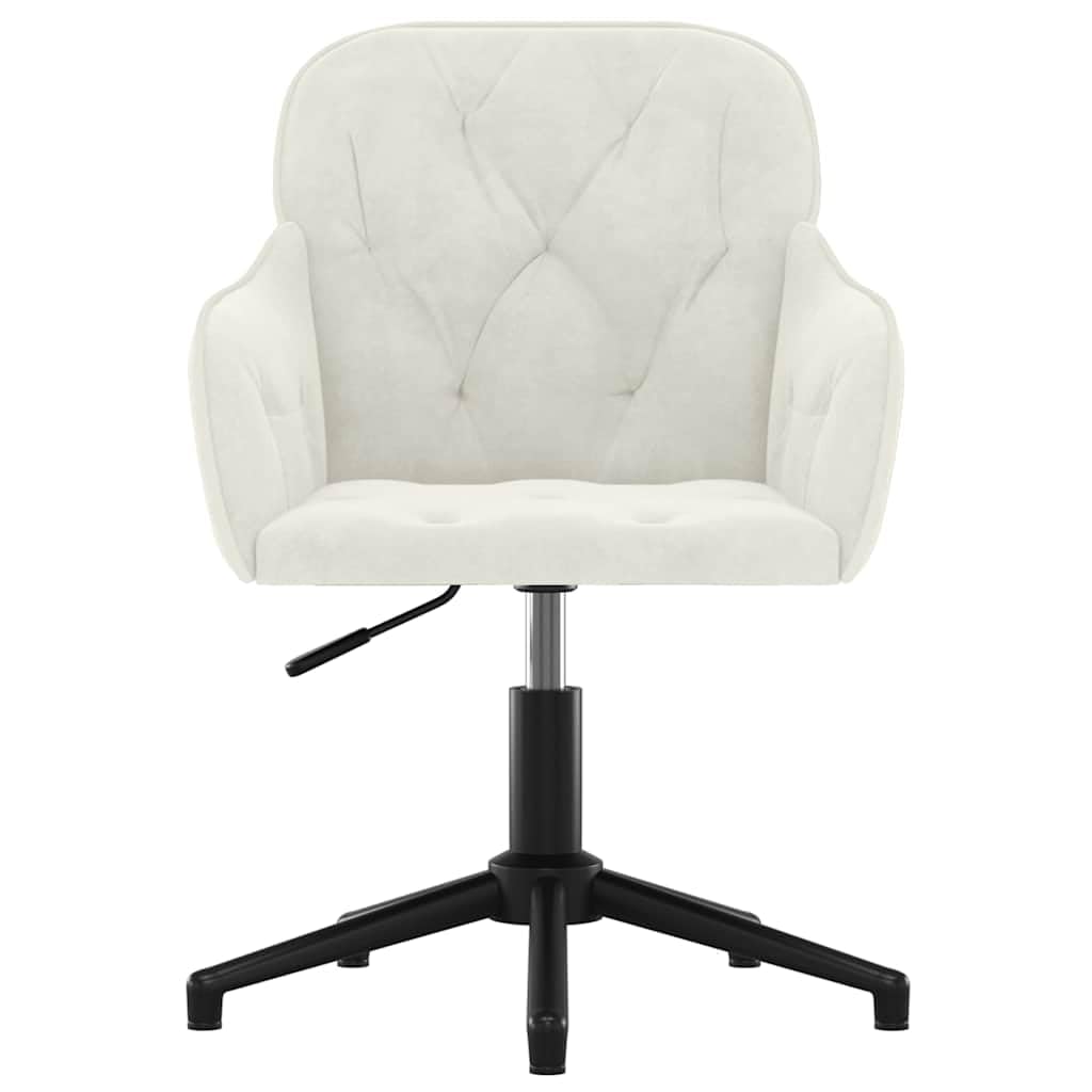 Krzesło biurowe obrotowe, kremowe, aksamitne, z regulacją wysokości i podłokietnikami, 56 x 61,5 x 72-80 cm, obracane o 360 stopni, ergonomiczne krzesło biurowe, do domowego biura i biura