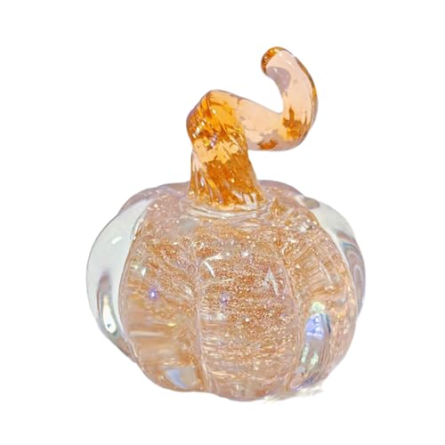 Clear Glass Halloween Pumpkin Carved Handmade Ornament Shelf Centerpiece Display Ornament Festival...