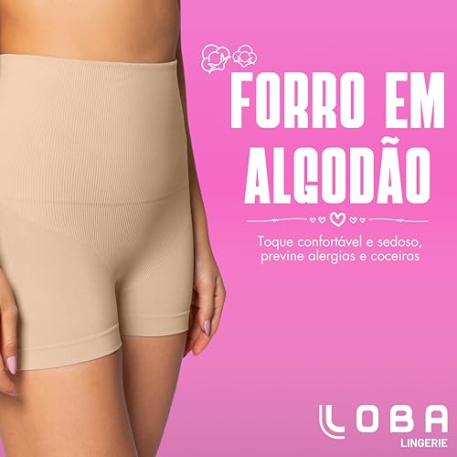 Calcinha Boxer Redutora Slim Sem Costura Short Modelador Loba by Lupo Feminina, Natural Peach, G