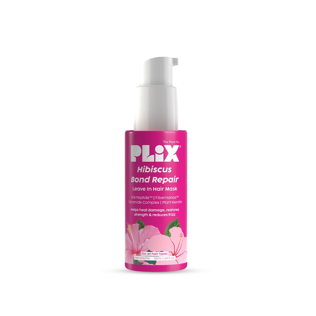 The Plant Fix Plix Hibiscus Bond Repair Leave-In Hair Mask | K18 Peptide™ & FiberHance™ | Repairs Damage, Reduces Frizz & Strengthens Hair | Vegan & Sulfate-Free | 50g