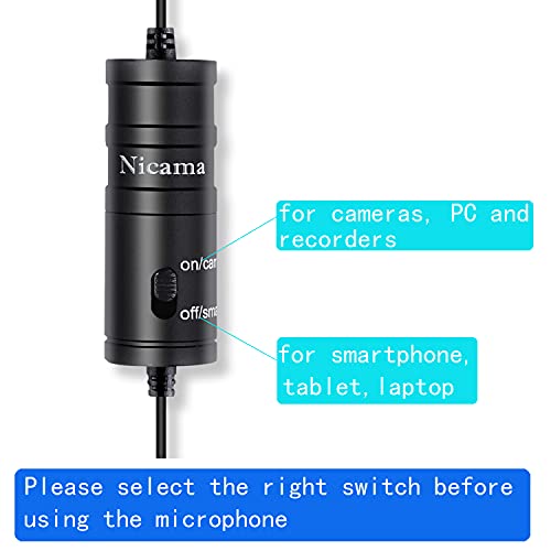 Nicama 6M Micrófono de Solapa LVM1 Lavalier micrófono para Cámara DSLR Canon Nikon Sony Réflex Digitales Videocámara Smartphone iPhone Audio Recorder Zoom TASCAM PC - imagen 4