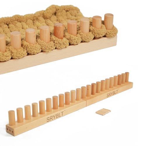 SRYBLT 2-Pack DIY Chunky Knit Blanket Loom, 30.2-inch Long Beech Wood Base with Solid Wood Pegs, Stackable for Portability, Expandable Connections, and Clear Coating (with Brand Name)