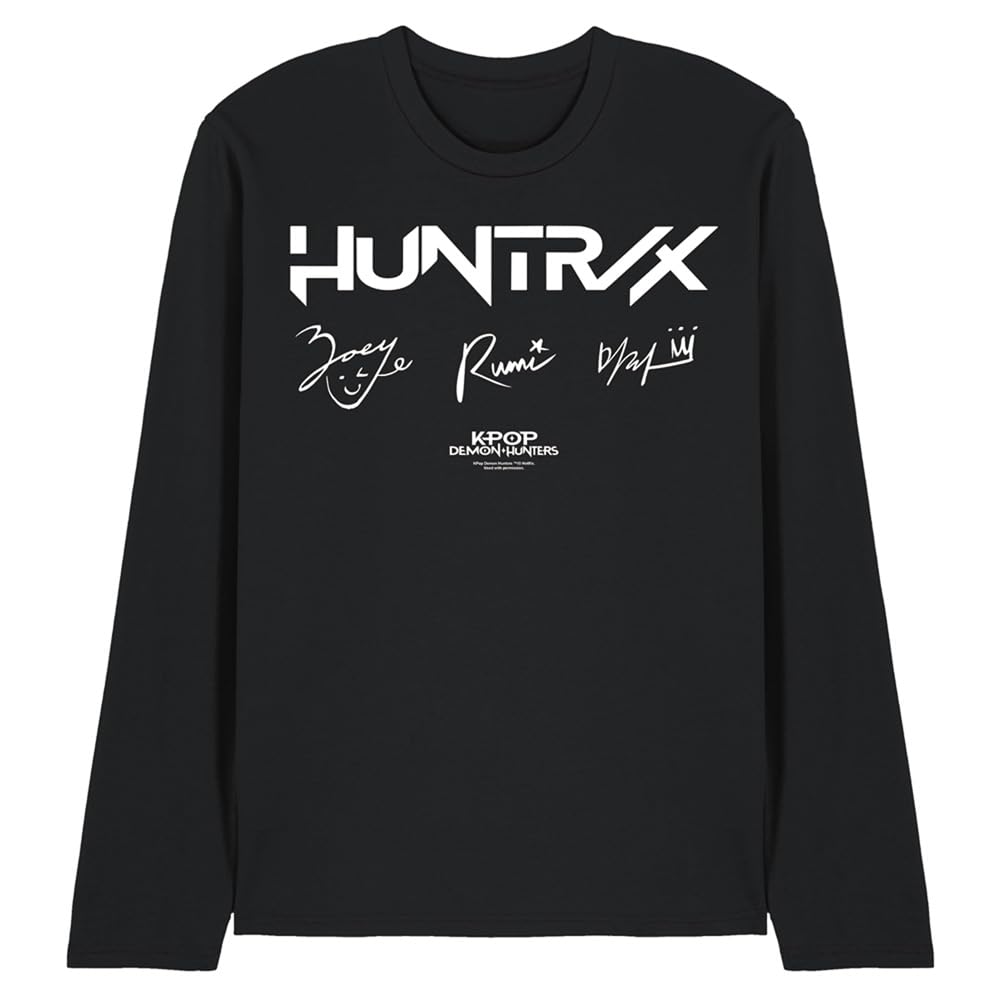 Kpop Demon Hunters Huntrix Signatures Unisex Long Sleeve T Shirt, Black, Medium