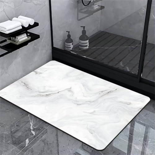 Tapis de bain antidérapant pour douche design marbre en diatomite