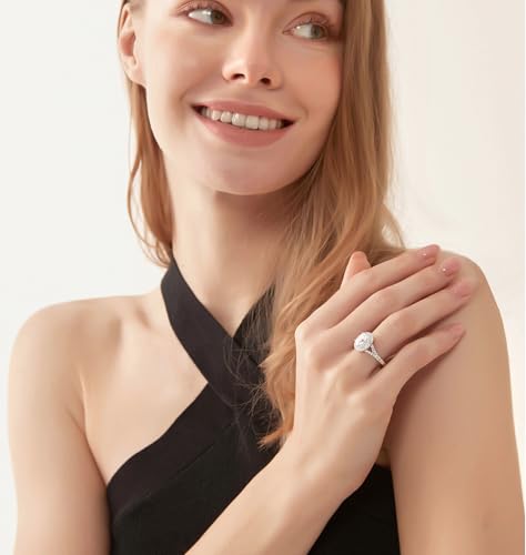 TIGRADE 1.5CT Bridal Ring Sets Oval Cut Cubic Zirconia Wedding Band Halo CZ Engagement for Women Size 3.5-124