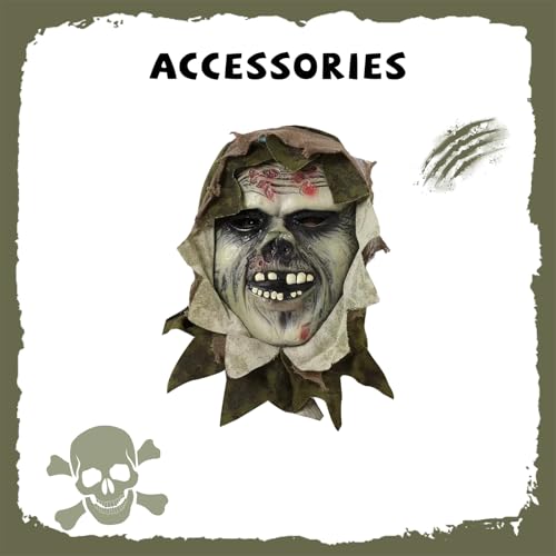 Disfraz de esqueleto con máscara zombie para niños miniatura 2