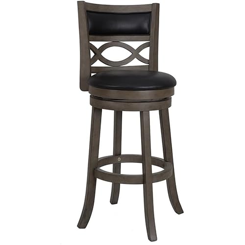 New Classic Furniture Manchester Swivel Bar Stool, 29-Inch, Antique Grey/Black