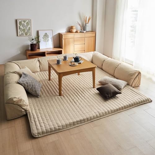[ベルメゾン] フロアソファー グータラグ ダブルコーナータイプ ラグが洗える ローソファ カウチ クリームベージュ 大のサムネイル