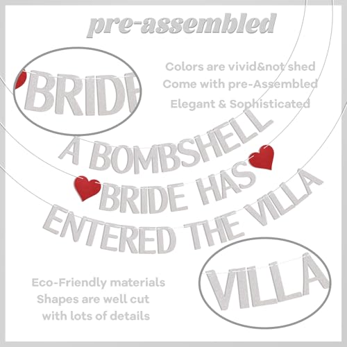 Image of A Bombshell Bride Has Entered The Villa Banner, Bombshell Villa Bridesmaid Party Decor, Island Beach Bachelorette Party Decorations Silver