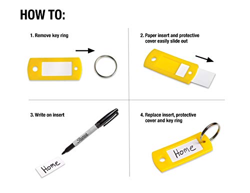 Lucky Line Flexible Colored Plastic Key Tag With 3/4" Split Ring In Assorted Colors, 20 Key Tags (1690020) #TOP2