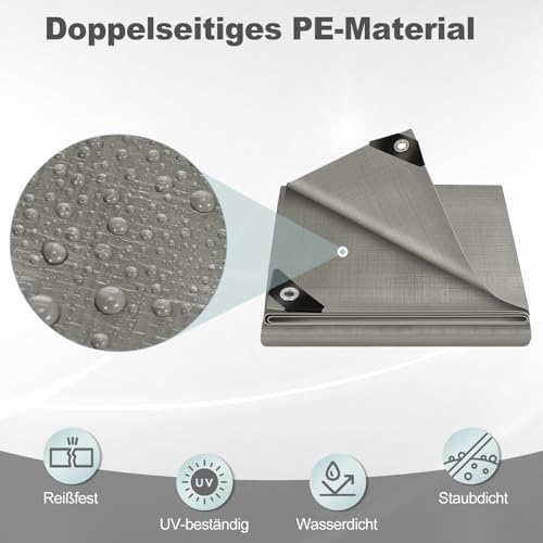 Bâche de protection indéchirable multi-usage en PE gris pour remorque et bateau