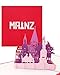 Pop Up Karte „Mainz - Panorama mit Mainzer Dom“ - 3D Grußkarte als Souvenir, Gutenberg Geschenk, Geburtstagskarte, Einladungskarte & Gutschein zum Städtetrip