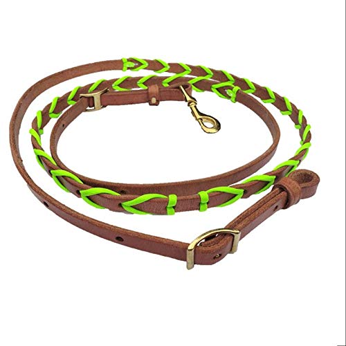 New Lime Green Paracord Wrapped Leather Barrel/Roping Leather Reins
