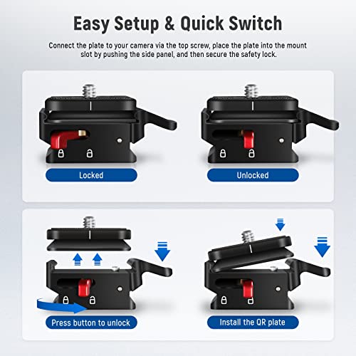 Neewer 2 Pack Quick Release Plate,Camera Mount Adapter With 1/4" And 3/8" Screw Thread Quick Release System For Tripod Monopod Stabilizer Slider, Max. Load 22Lb/10Kg (Qrp-1) #TOP5