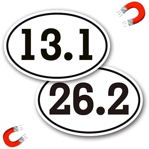 Image of Marathon Black Oval Automotive Magnet Decal,Heavy-Duty Automotive Magnet for Car, Truck, SUV (Black Oval-13.1 & 26.2)