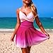 Women Fashion Gradient Swim Dress Swimsuit One Piece Tummy Control Bathing Suits Modest Criss Cross Swim Suits