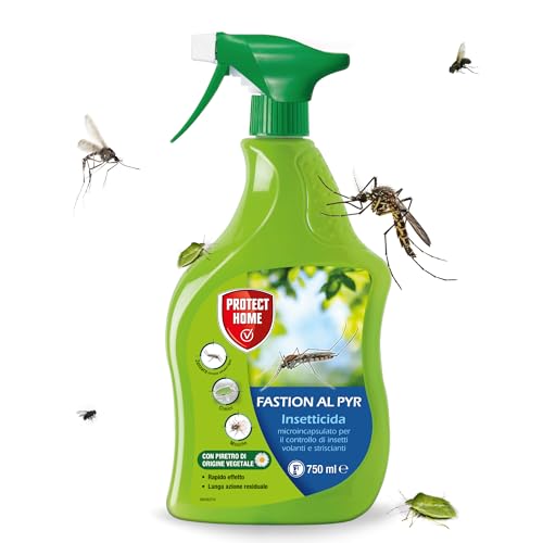Protect Home Insetticida antizanzara, Pronto uso. A base di piretro microincapsulato per il controllo di insetti volanti e striscanti. Azione abbattente immediata, 750 ml