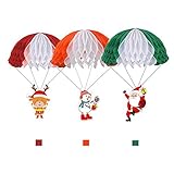 weihnachtsmann dekoration 🎅 【Niedlicher Weihnachtsanhänger】 3PCS Muster Weihnachtsbaum Anhänger Fallschirm kann eine romantische, lustige, schöne Atmosphäre für Ihre Party schaffen. Machen Sie die Party einzigartig und differenziert und attraktiver für die Gäste
