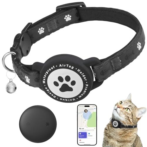 JIARUI SmartTag Katzenhalsband, Mini Tracker Ohne ABO für Katze, (nur IOS) mit Reflektierendes GPS Katze Tracker Halsbänder, Tracking Standort von...