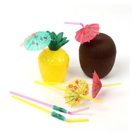 Toyvian 12 Unidades copos de festa de frutas copos de festa de coco artigos para festa luau copos de