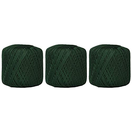 Image of ThreadArt 100% Cotton Crochet Thread Size 10, 3 Ball Pack, Holly Green 39 | Soft pure cotton crochet thread for lace, doilies, amigurumi and crafts. Smooth finish with crisp stitch definition.