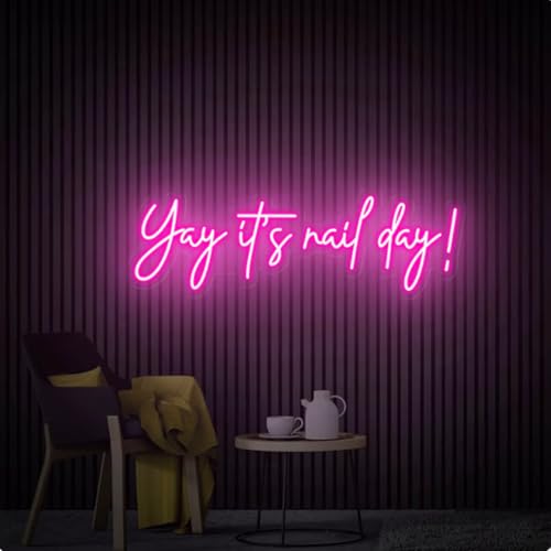 Image of Yay It's Nail Day Neon Sign for Wall Decor 16.5x6.3In