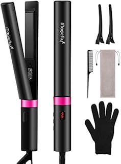 Hair Straightener Flat Iron with Ceramic Tourmaline Ionic, Magicfly Hair Iron Straightening and Curling Iron with Adjustable Temp, Instant Heat, LCD Display, 360 Swivel Cord for All Hair Types (Black)