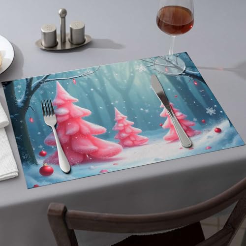 Sets de table de Pâques roses forêt enneigée pour sublimer votre intérieur - 2