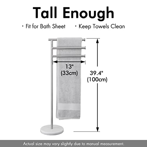 Kes Towel Racks For Bathroom, 40-Inch Swivel Arms Standing 3 Bath Towel Racks With Weighted Marble Base, Sus304 Stainless Steel Brushed Finish, Bth219-2 #TOP4