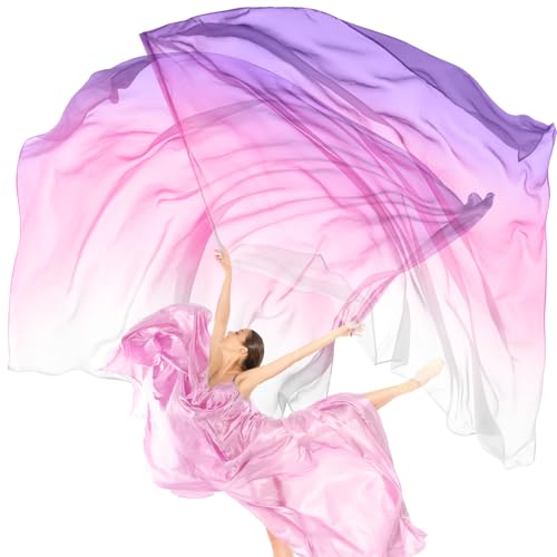 Jecery 2 Pack Large Worship Flags for Dance 35 x 55 Praise Dance Flags with Scalable Rods Gradient Color Design Ministry Streamer Banners for Church Outdoor Stage Performance (White-Pink-Purple)