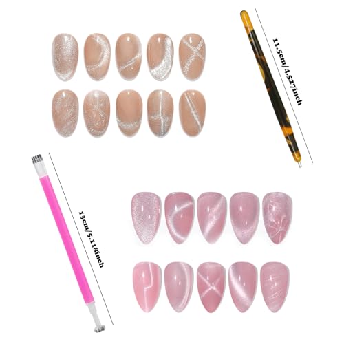 Image of CANIPHA 10Pcs Cat Eye Nail Magnet Set Cat Eye Magnet for Nails, Nail Magnets for Nail Art Cat Eye Nails 3D Strong Pen, Magnet Rod, Manicure Tool, Double Head Nail Magnet Rod for Making Cat Eye Nails