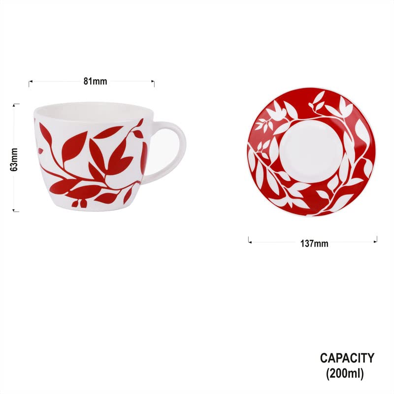 Image of Dandy Lines Royal Cups /Saucers, 200ml, Multicolor Coffee Cups & Mugs Ideal for Women /Men, Bone China, Pack of 12, Microwave & Dishwasher Safe, Great for Home Use & Gifting