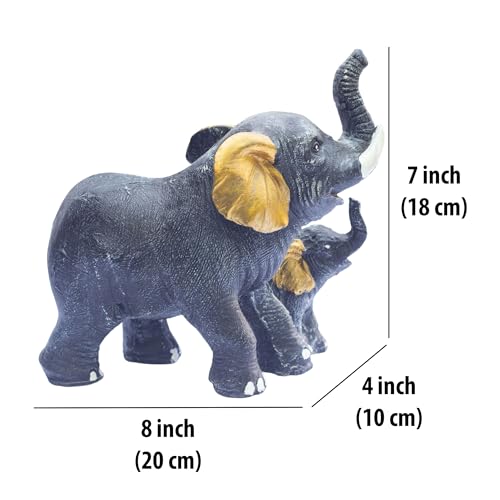 Polyresin 6" Elephant with Baby Statue for Home Decor – Vastu & Feng Shui Good Luck Symbol – Decorative Showpiece for Entryway, Living Room, Office, Gift (Brown) — photo — 4 of 9