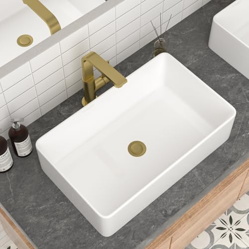 Mocoloo - Fregadero rectangular para lavabo (cerámica, 53,3 cm)