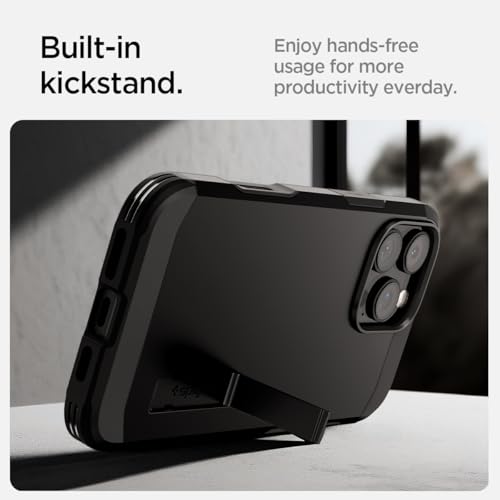 Image of Spigen Tough Armor T(AI) MagFit Back Cover Case for iPhone 16 Pro, MagSafe Compatible, Camera Control Button - Polycarbonate + TPU | Black