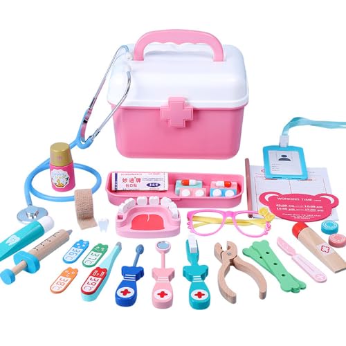 Beauenty Doctor Kit for Kids 28 Pcs Preschool Pretend Play Medical Kit Doctors Kit Play Set with Medicine Box & Real Stethoscope Pretend Play Doctor Toys for Toddler Boys Girls