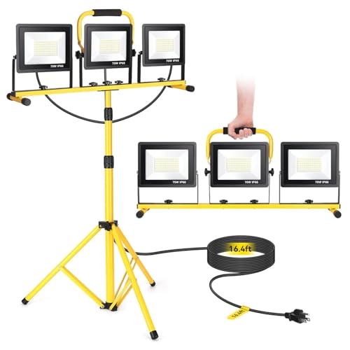 Yofuly Baustrahler mit Stativ 3x70W, LED Strahler Baustellenlampe...