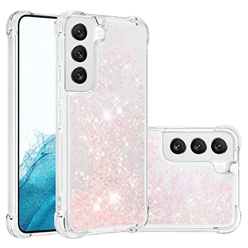 SIYOPINPFY Glitter Coque pour Samsung Galaxy S22+ Plus Étui, Brillant Amour Paillette Liquide Quicksands pour Filles Femmes Housse Clear Béquille Souple TPU...