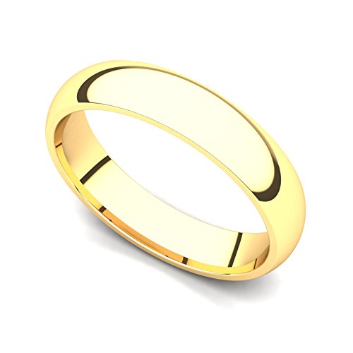 Juno Jewelry 18k Yellow Gold 4mm Classic Plain Comfort Fit Wedding Band Ring