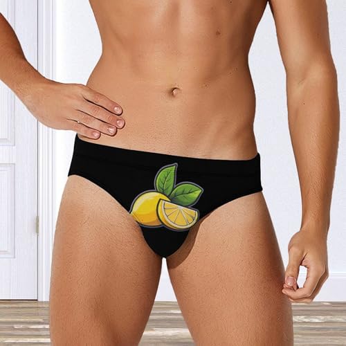 Lemon Print Men's Swim Trunks Briefs Swimsuit Swimwear Bathing for Underwear Beach3