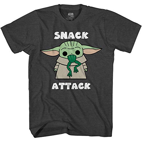 Star Wars Mandalorian The Child Snack Attack Baby Yoda Toddler Boys Juvy T-Shirt(Charcoal Heather,Small)