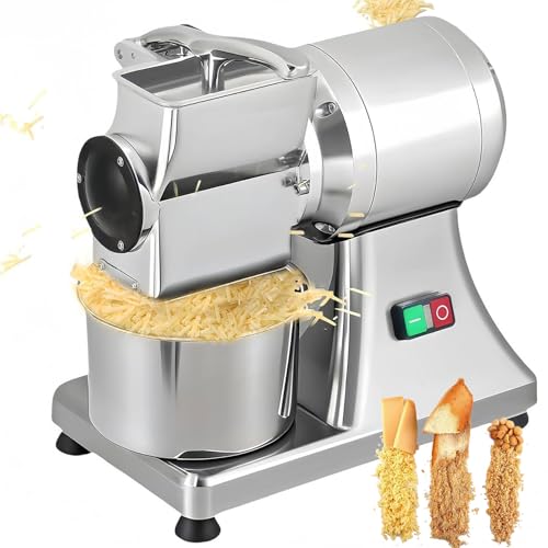 WhFKLca Electric Cheese Grater 550W, 88lb/Hour Professional Electric Cheese Grating Machine Cheese Grater Shredder Salad Maker with Stainless Steel Bucket, for Block Butter Bread Bran Crumbs Grinding