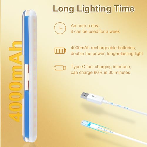 Image of Benreom 2 Pack Wireless Vanity Lights for Mirror, Rechargeable Battery Operated Makeup Light, Adjustable Light Bar, Magnetic Stick on LED Lighting Bathroom Decor Accessories, Gold