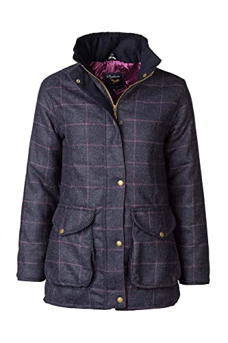 Rydale Ladies Tweed Jacket Women's UK Made Wool Coat Check Tweeds Equestrian Country Jackets 5 Colours (Navy Check, 14)