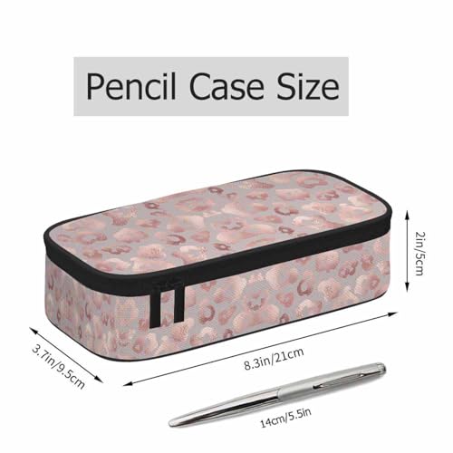 Image of Rose Gold Leopard Pencil Case Organizer Leopard Skin Elegant Texture Beautiful Stationery Box Makeup Box School Supply for Boy Girl Men Women