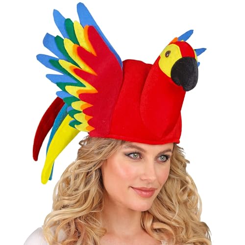 W WIDMANN MILANO Party Fashion - Hut Papagei, Vogel, Tierkostüm, Kopfbedeckung für Karneval